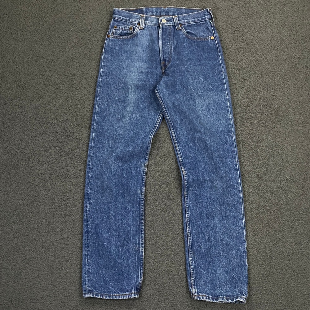 Vintage 80s Levis 501 Jeans FITS 27x28 Blue Button Fly Classic Denim Made in USA